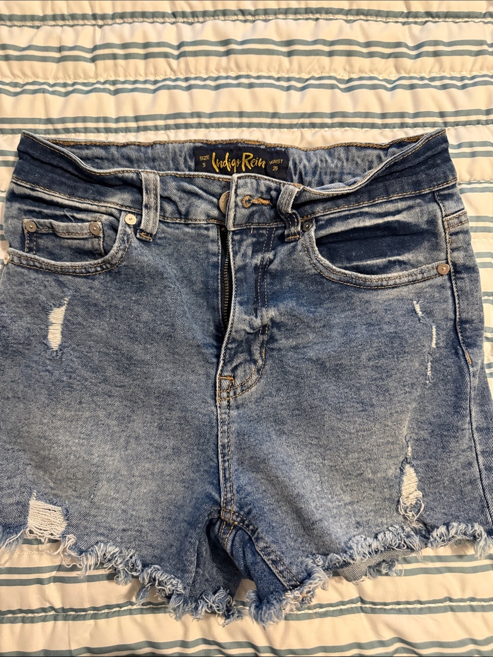 Indigo Rein Light Blue Distressed Denim Cutoff Shorts